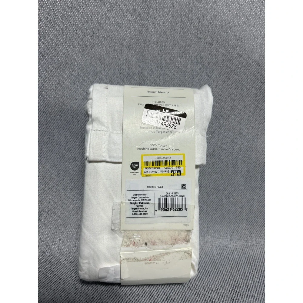 Threshold Performance Pillowcases Standard White 400 TC Cotton Sateen 2pk